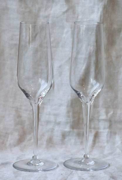 Set of 2 Baccarat Crystal Champagne Flutes