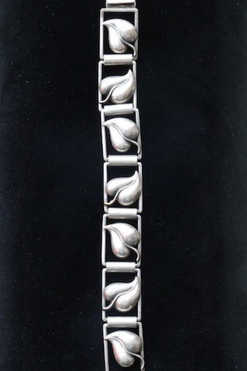 Sterling Silver Leaf panel link bracelet
