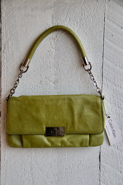 Calvin Klein Green Leather and Silver Chrome Bag