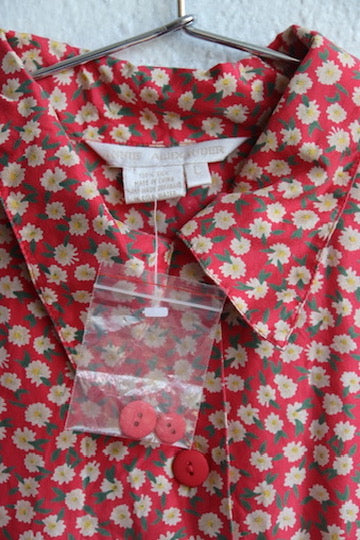 Red Floral Silk Button Down Shirt