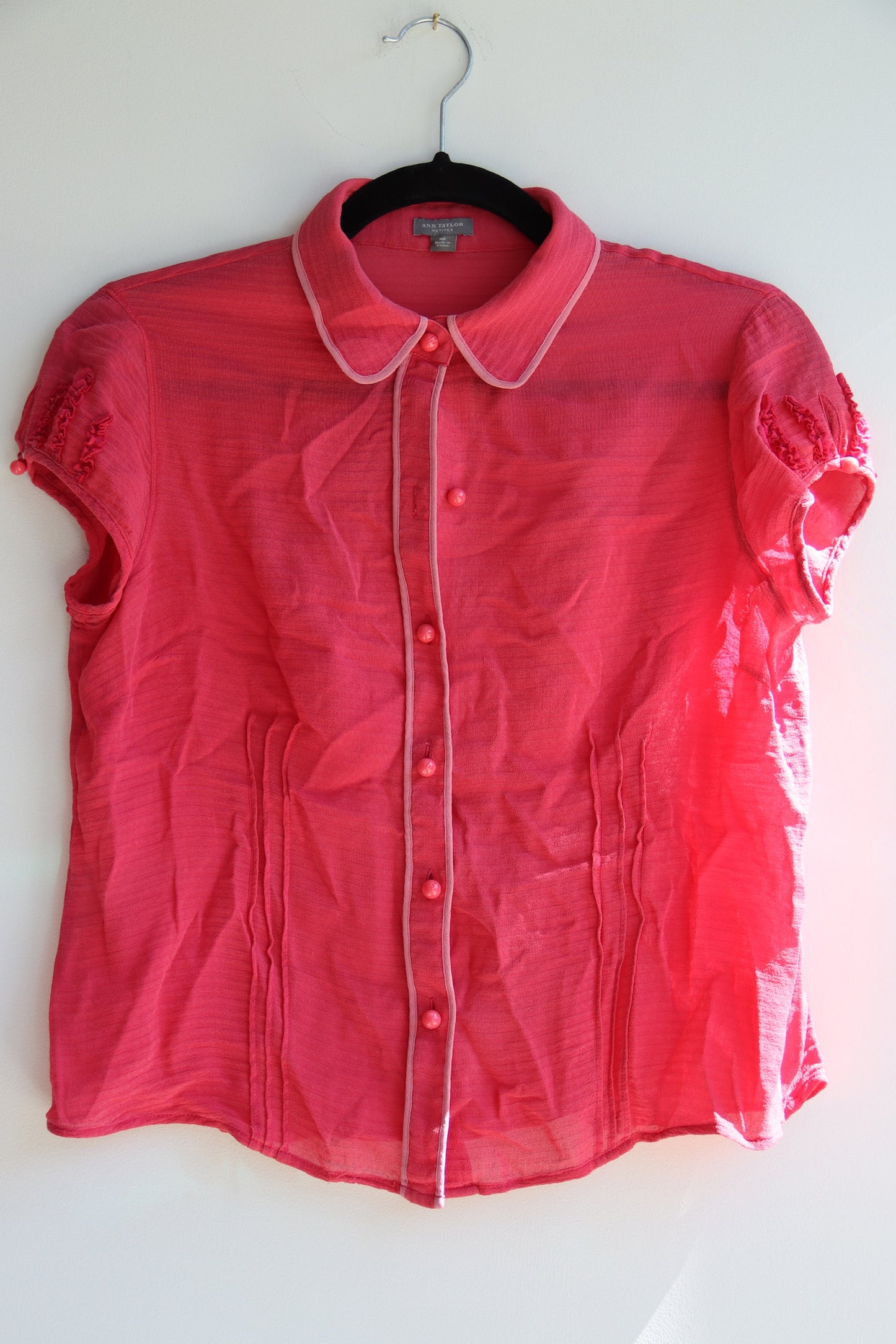 Ann Taylor pink raw silk top