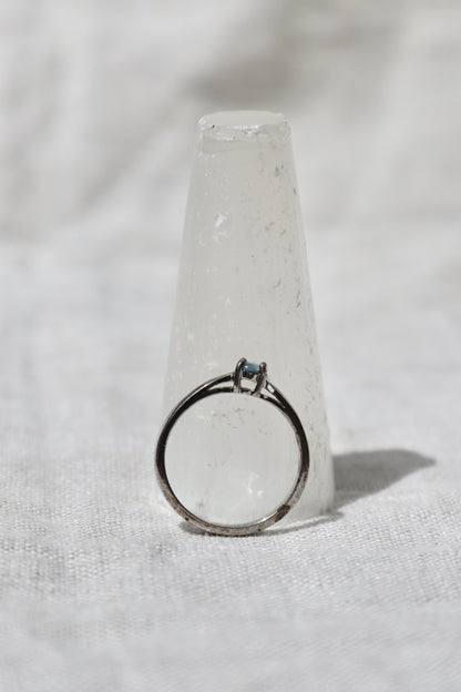 Sterling Sapphire Ring with Reverse Tapered Shoulders
