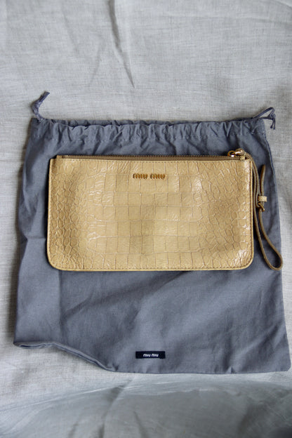 Miu Miu Tan Leather Clutch