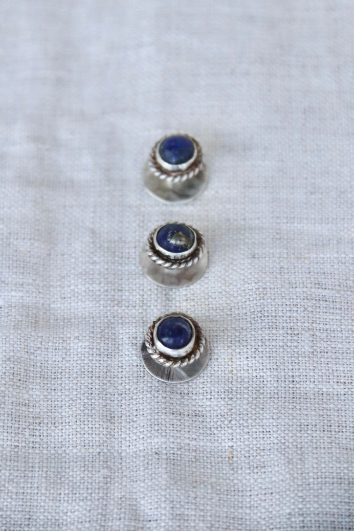 Set of 3 Sterling Silver lapis tuxedo studs