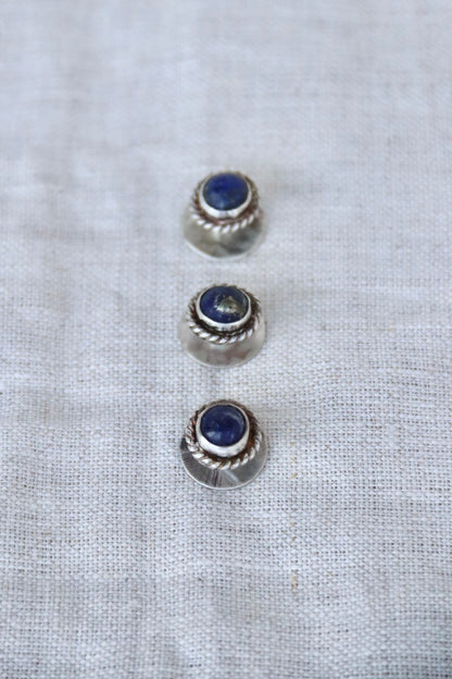 Set of 3 Sterling Silver lapis tuxedo studs