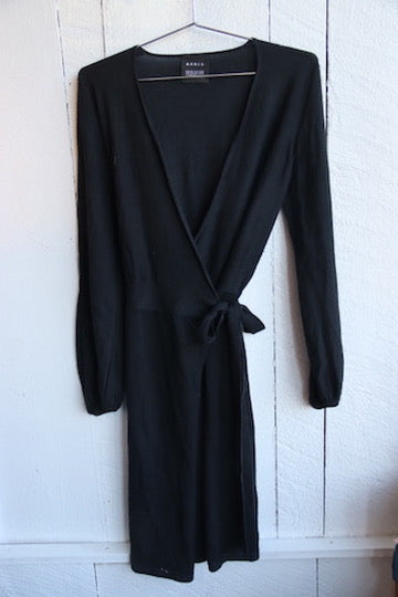 cashmere wrap dress Akris Bergdorf Goodman Black Cashmere Wrap Dress