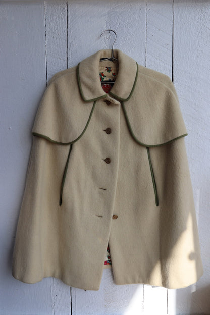 Vintage Weatherproof Loden Womens Wool Cape Coat