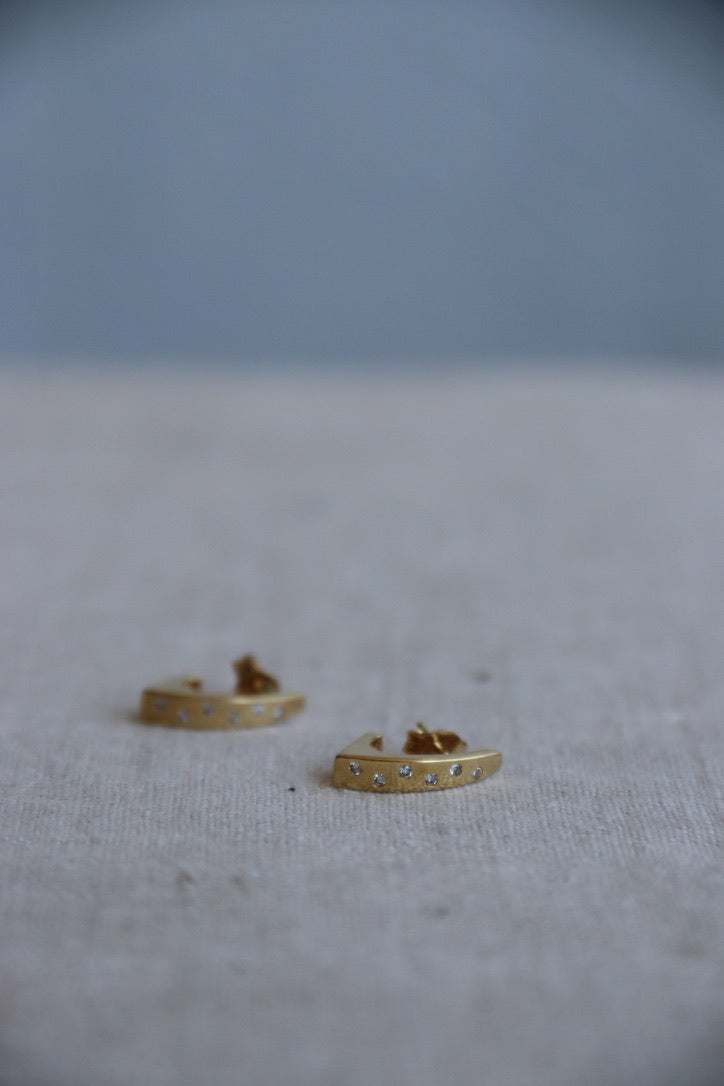 Yellow Gold Earrings with Diamonds - 14k