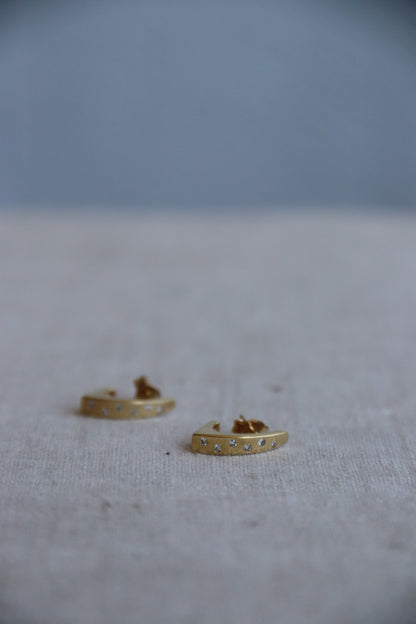 Yellow Gold Earrings with Diamonds - 14k