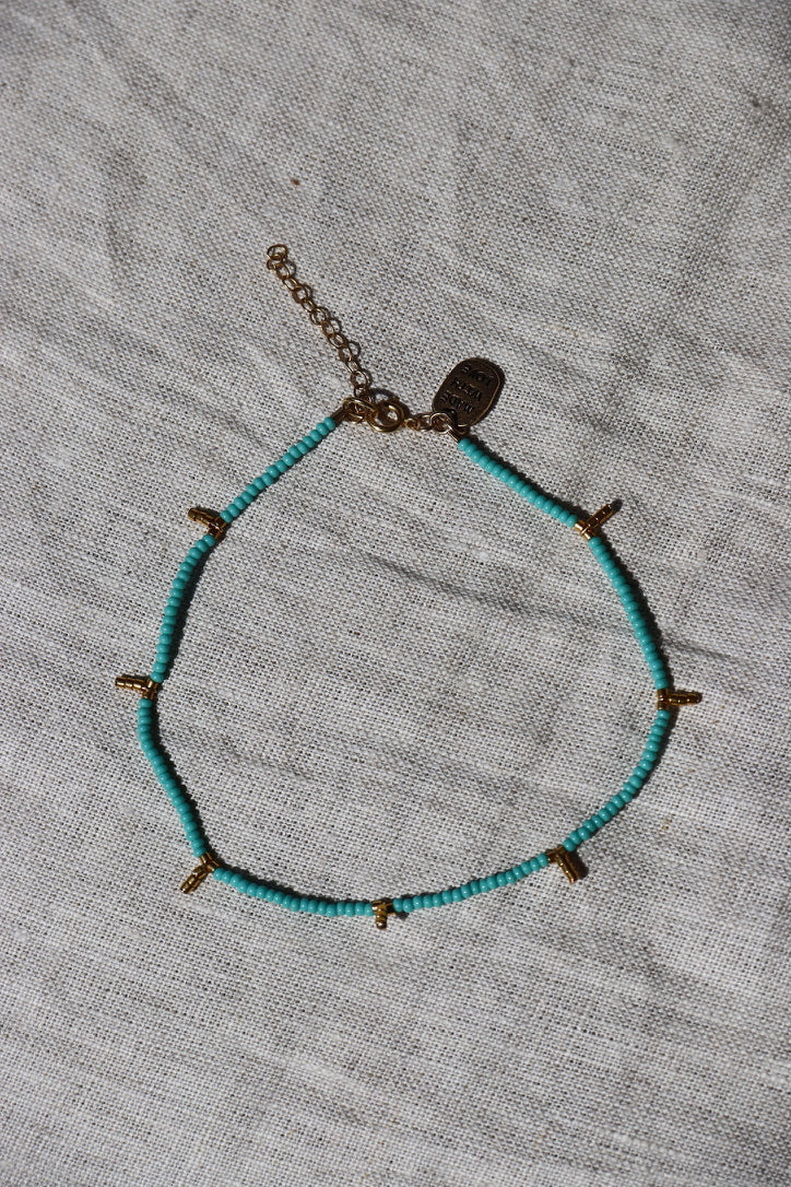 Sidai Designs Kisongo Turquoise Beaded Anklet
