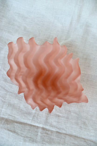 Hudson Beach Frosted Peach Glass Water Bowl