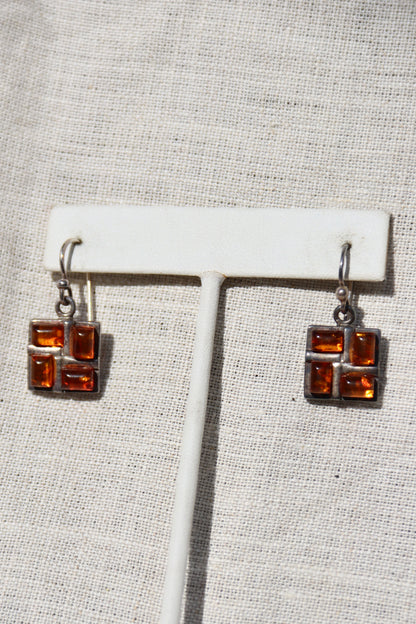 Sterling Silver Amber Earrings