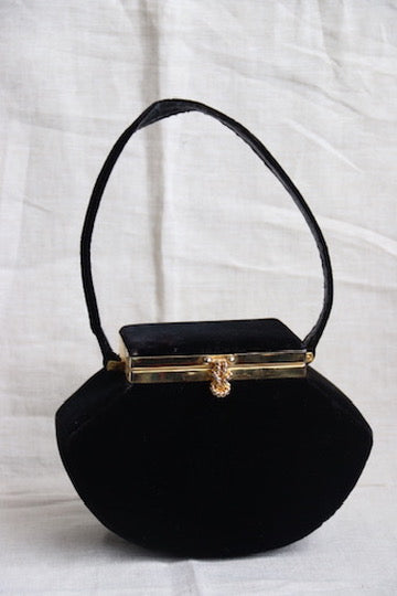 Black Velvet Hardshell Purse