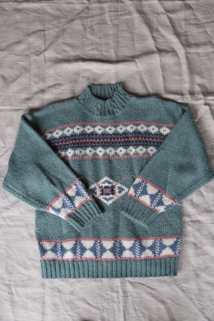 Vintage 62 East Aqua Patterned Sweater