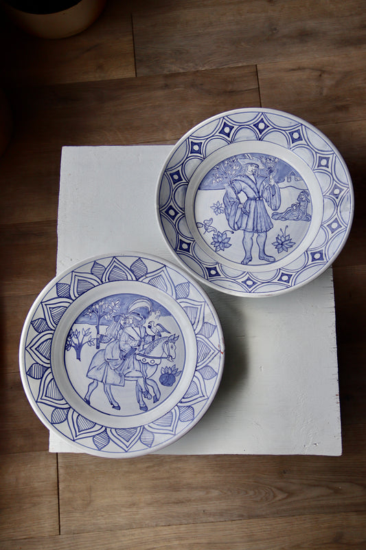Set of 2 Vintage Portuguese Centerpiece Bowls
