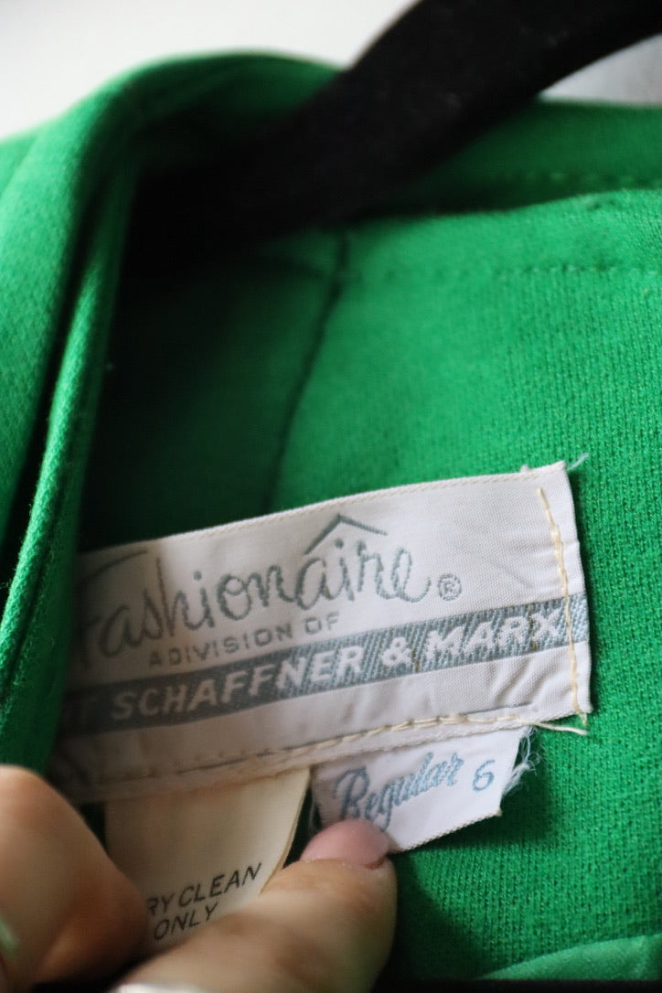 Vintage Fashionaire Green Dress and Jacket Set