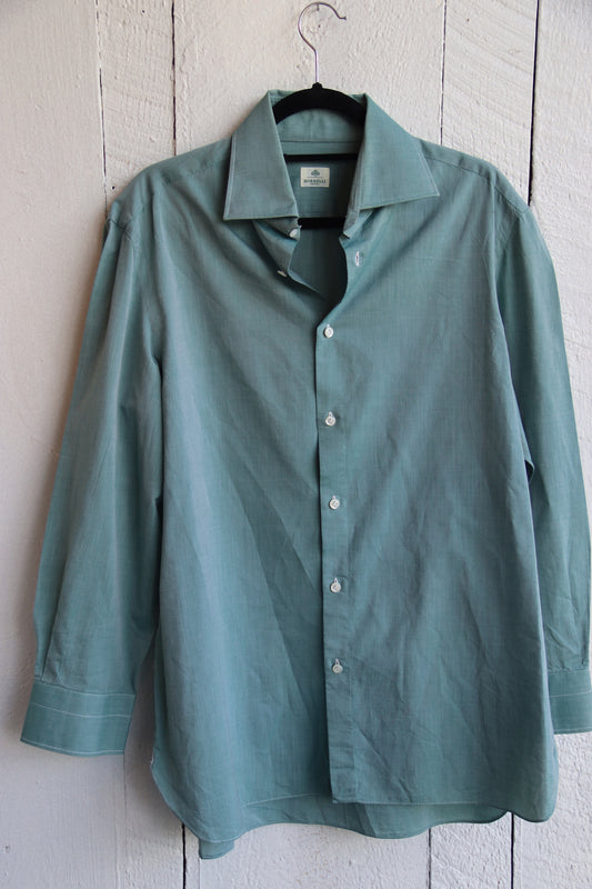 Borrelli Napoli Mens Green Button Down Shirt