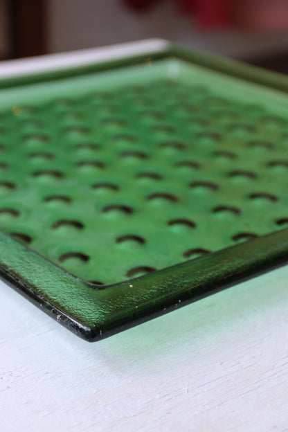 Green Glass Bumpy Square Plate