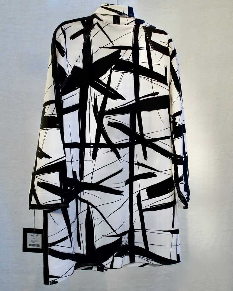 Norma Kamali Abstract Lines Trench Coat