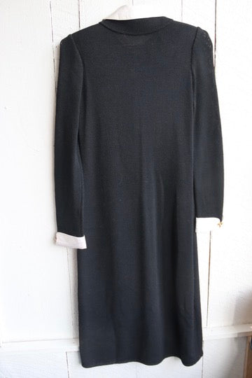 St. John Santana Black w/ White Collar Dress