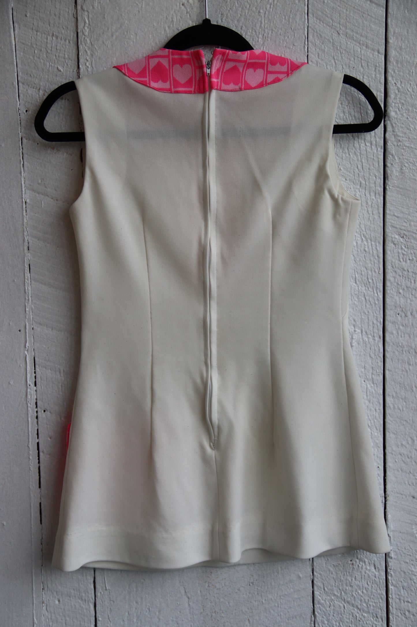 White Tennis Dress with Neon Pink Details - 1970s