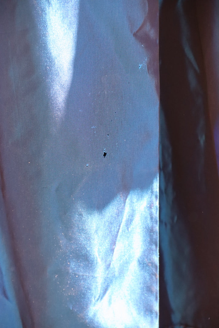 "MARIANNE NOVOBATZKY Soho Couture irridscent blue taffeta coat"