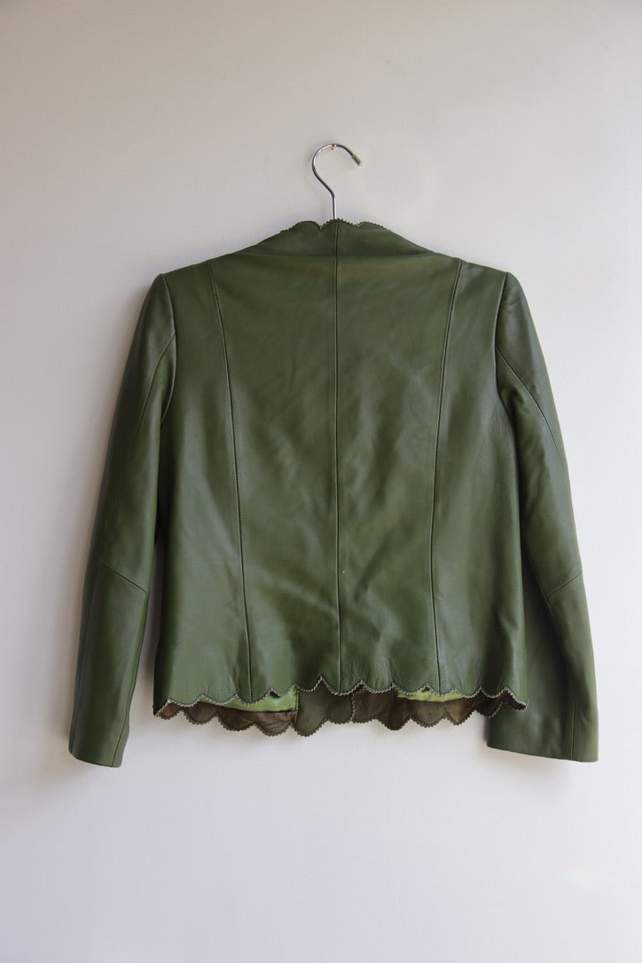 In Suede Green Leather Jacket