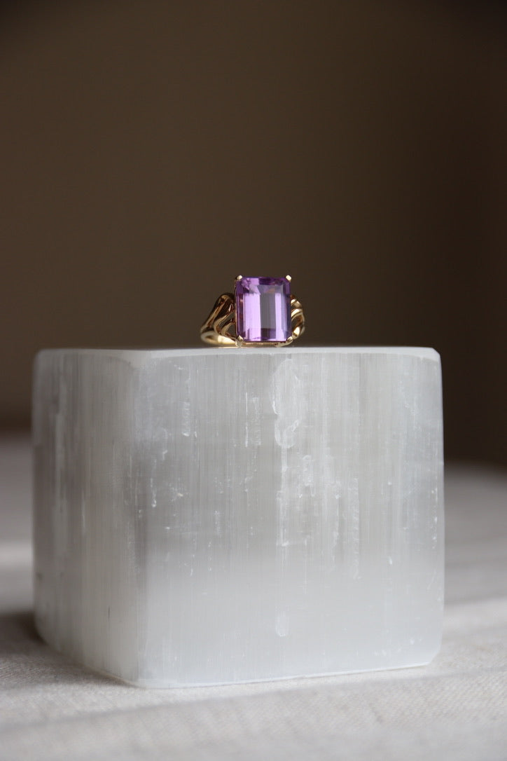 10K Amethyst Ring with Openwork Shoulders