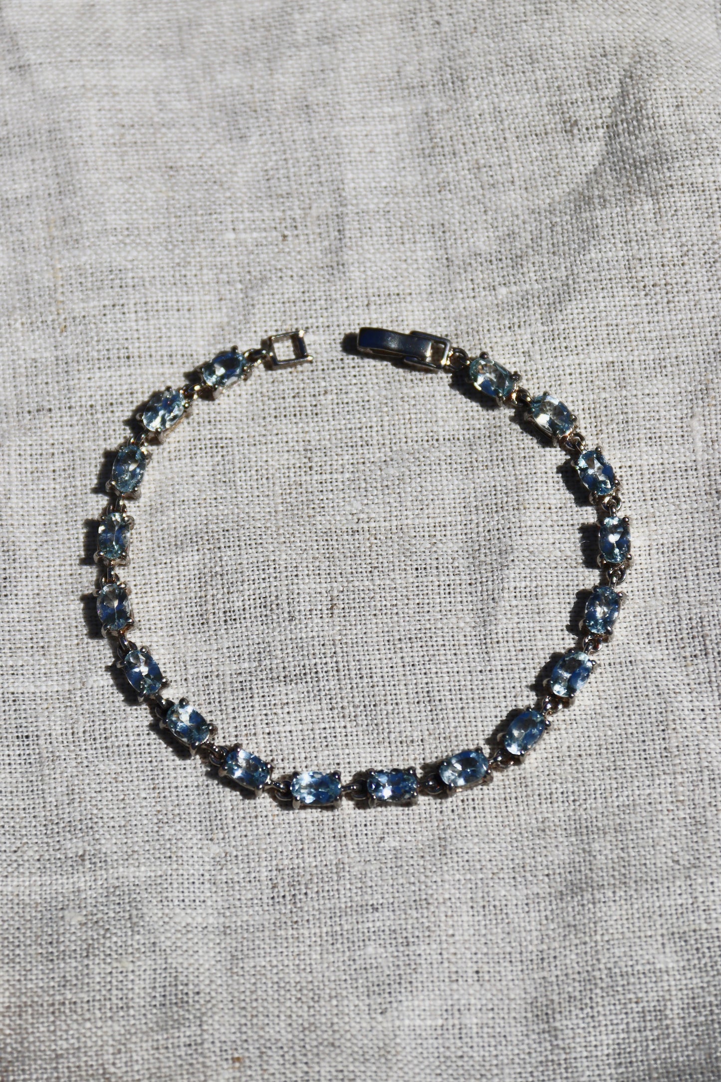 Sterling Silver Aquamarine Line Bracelet