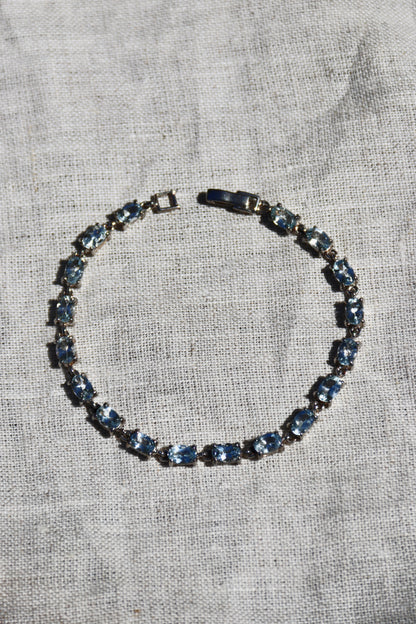 Sterling Silver Aquamarine Line Bracelet