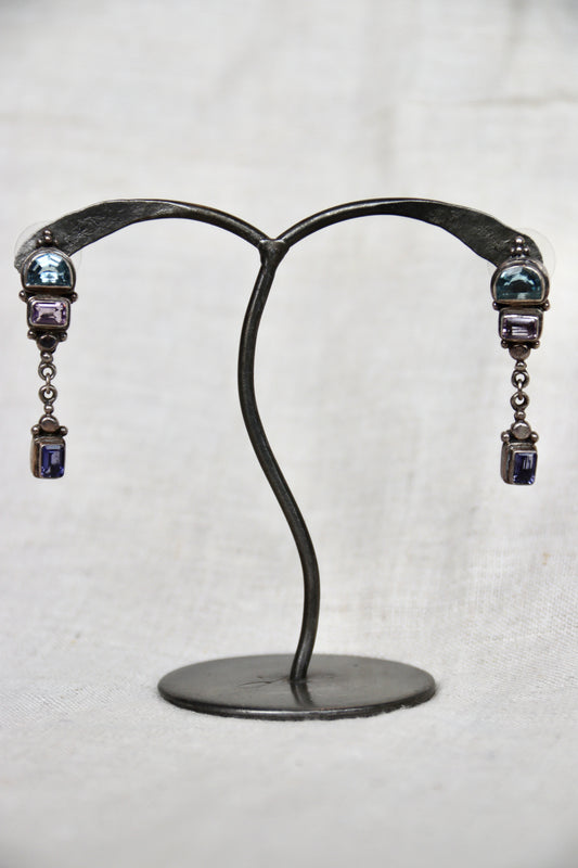 sterling silver gemstone drop earrings