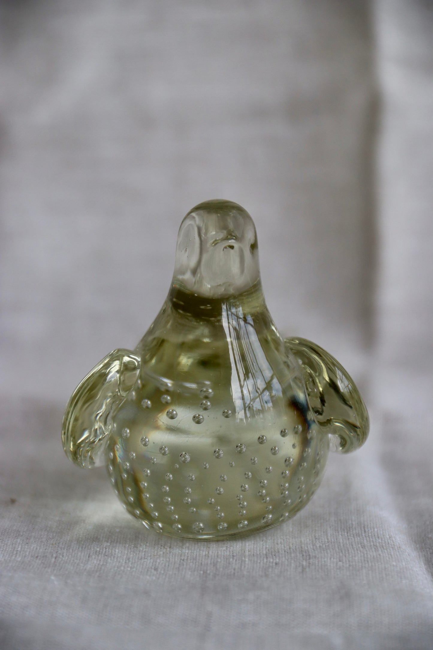 Controlled Bubble Glass Bird Figurine