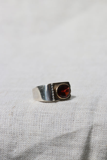 Sterling Silver Garnet Ring with 18k Gold Details