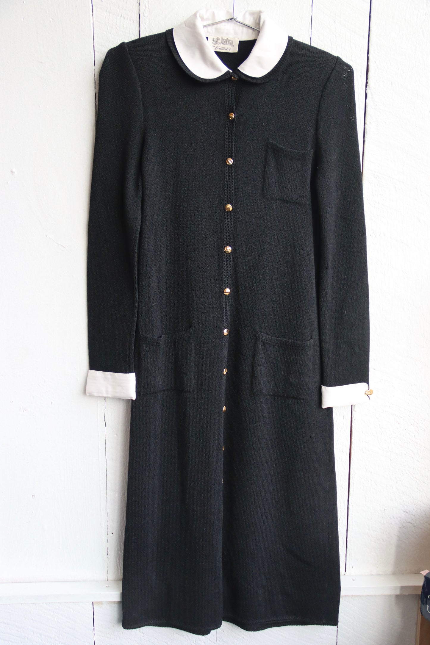 St. John Santana Black w/ White Collar Dress