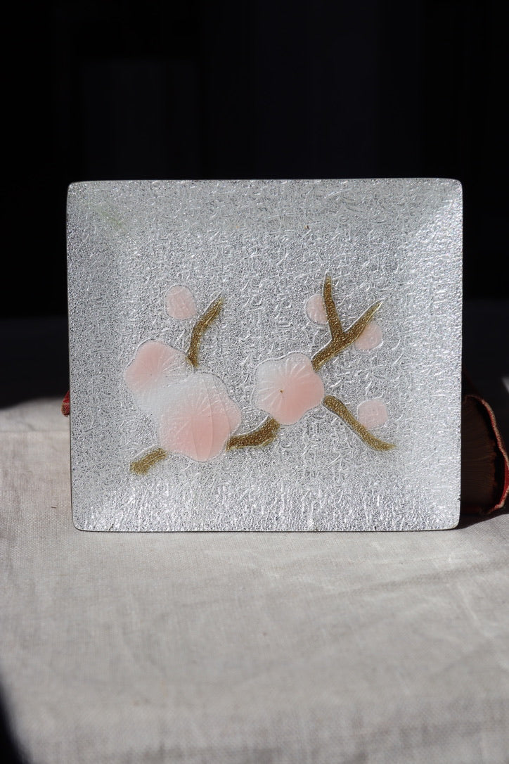 vintage Japanese Cherry Blossom Cloisonné Enamel Tray