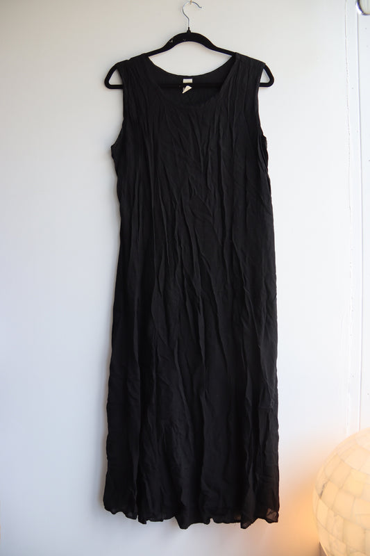 Black Silk Crinkled Dress