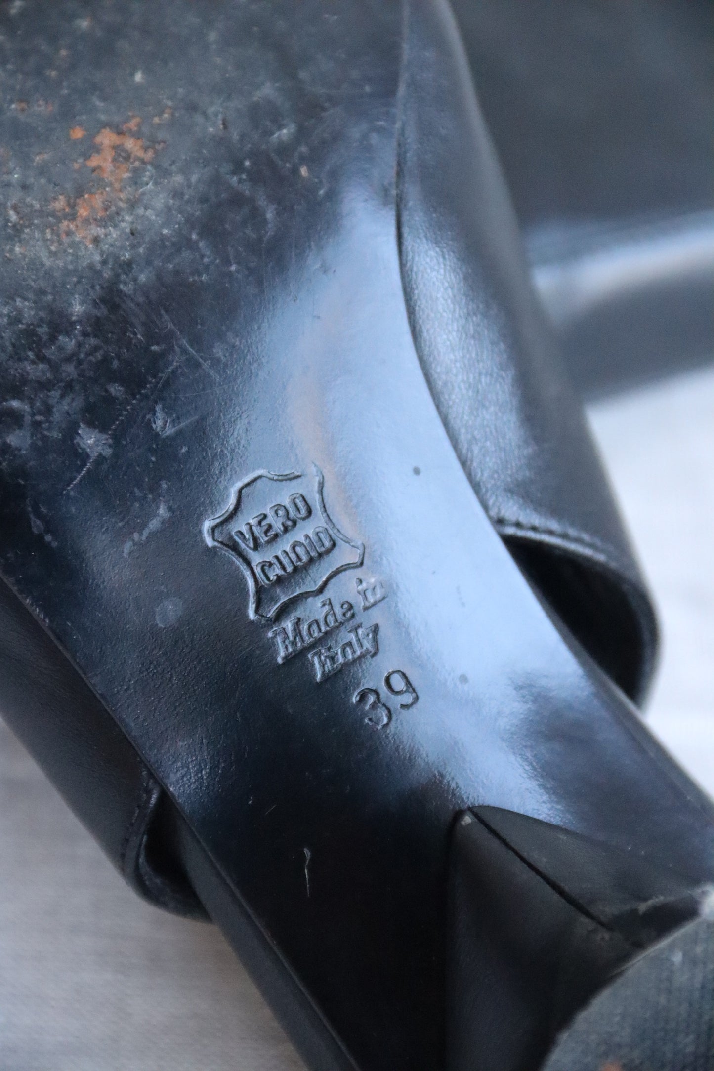Nancy Geitz Black Square Toe Slingback Heels