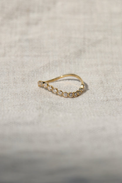 Bubbly Diamond Wave Band - 14K Yellow Gold
