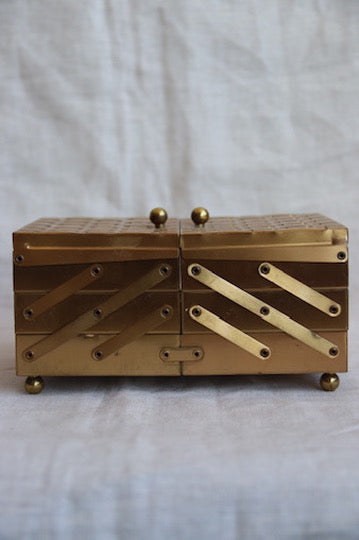 Vintage Brass Folding Jewelry Box