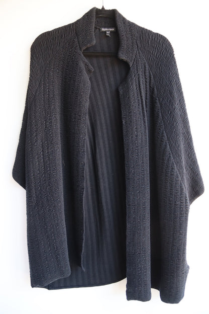 Eileen Fisher Black Crinkle Cardigan Top