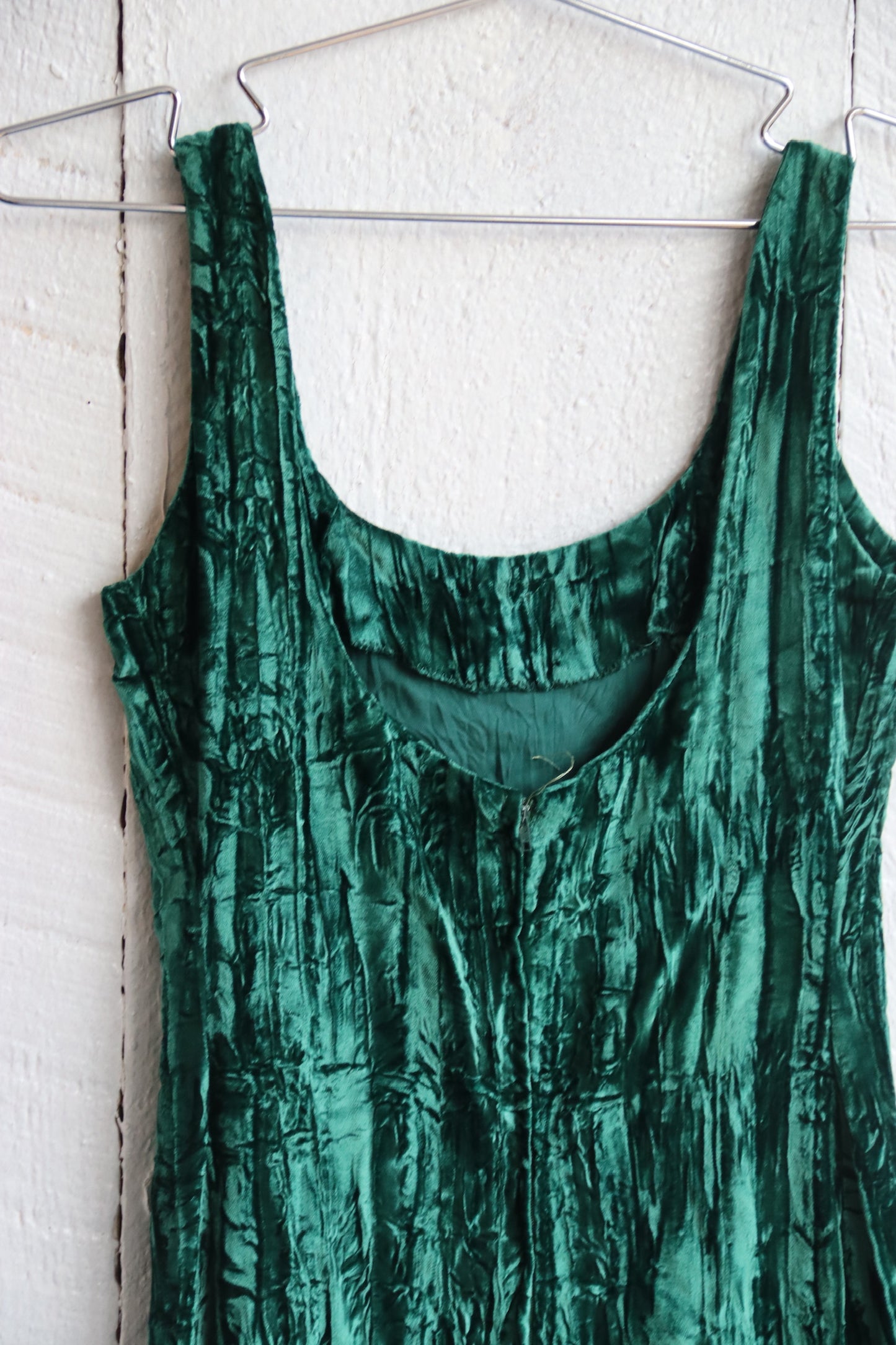 Vintage Handmade Green Crushed Velvet Dress