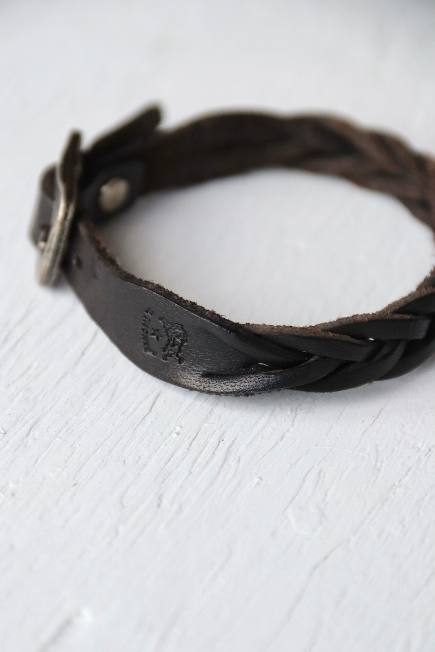 Il Bisonte Woven Black Leather Bracelet