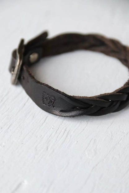 Il Bisonte Woven Black Leather Bracelet