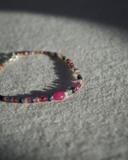 Multi Gemstone Bead Bracelet with Sterling Clasp