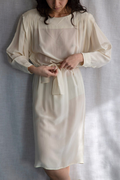Vintage 80s Kristen Cream Silk Dress