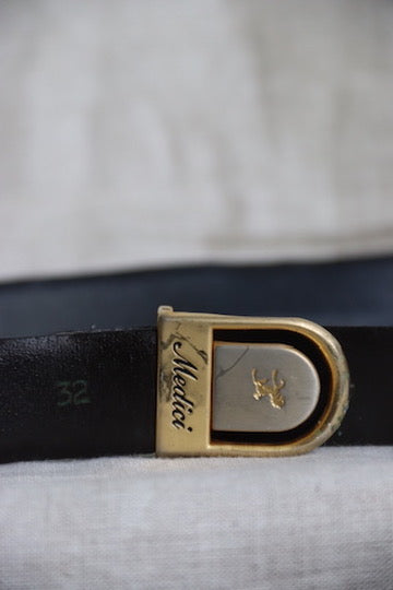 Vintage Medici Black Leather Belt