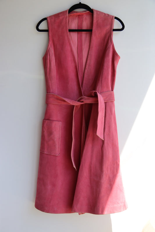 Pink Leather Wrap Dress