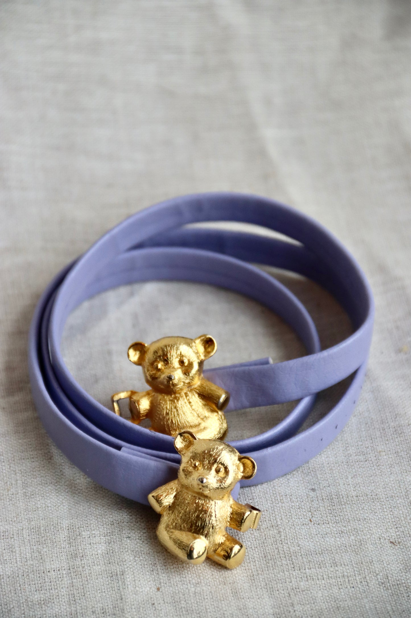 Dotty Smith Teddy Bear Purple Leather Belt