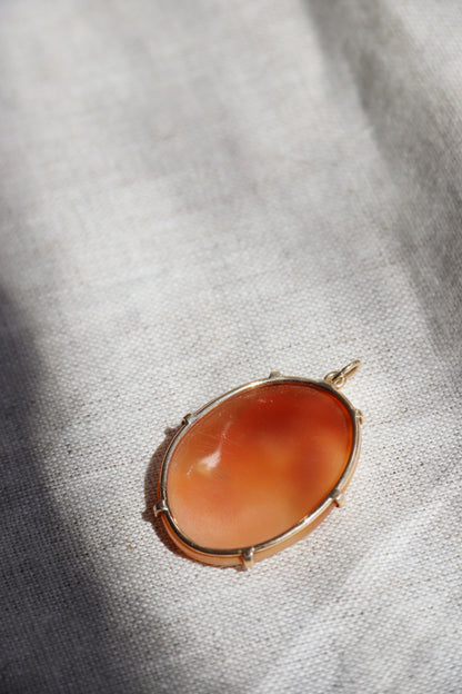 Shell Cameo Pendant - 14k Yellow Gold