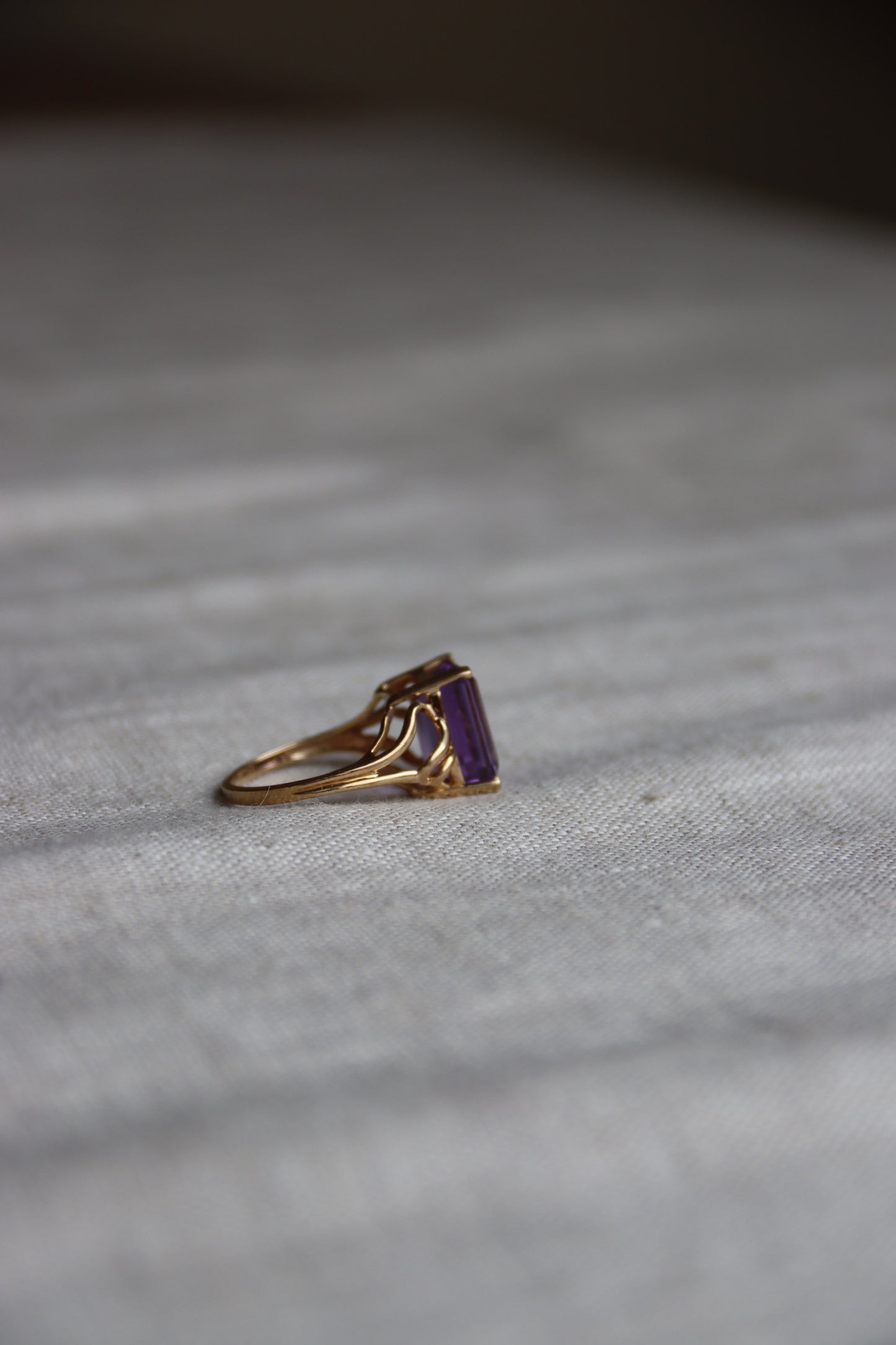 10K Amethyst Ring with Openwork Shoulders